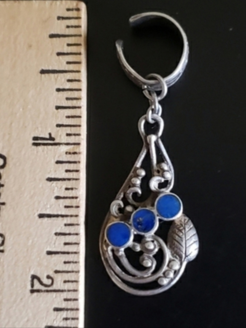 Vintage Native American Sterling Silver Lapis Ear Cuff UNISEX Handcrafted